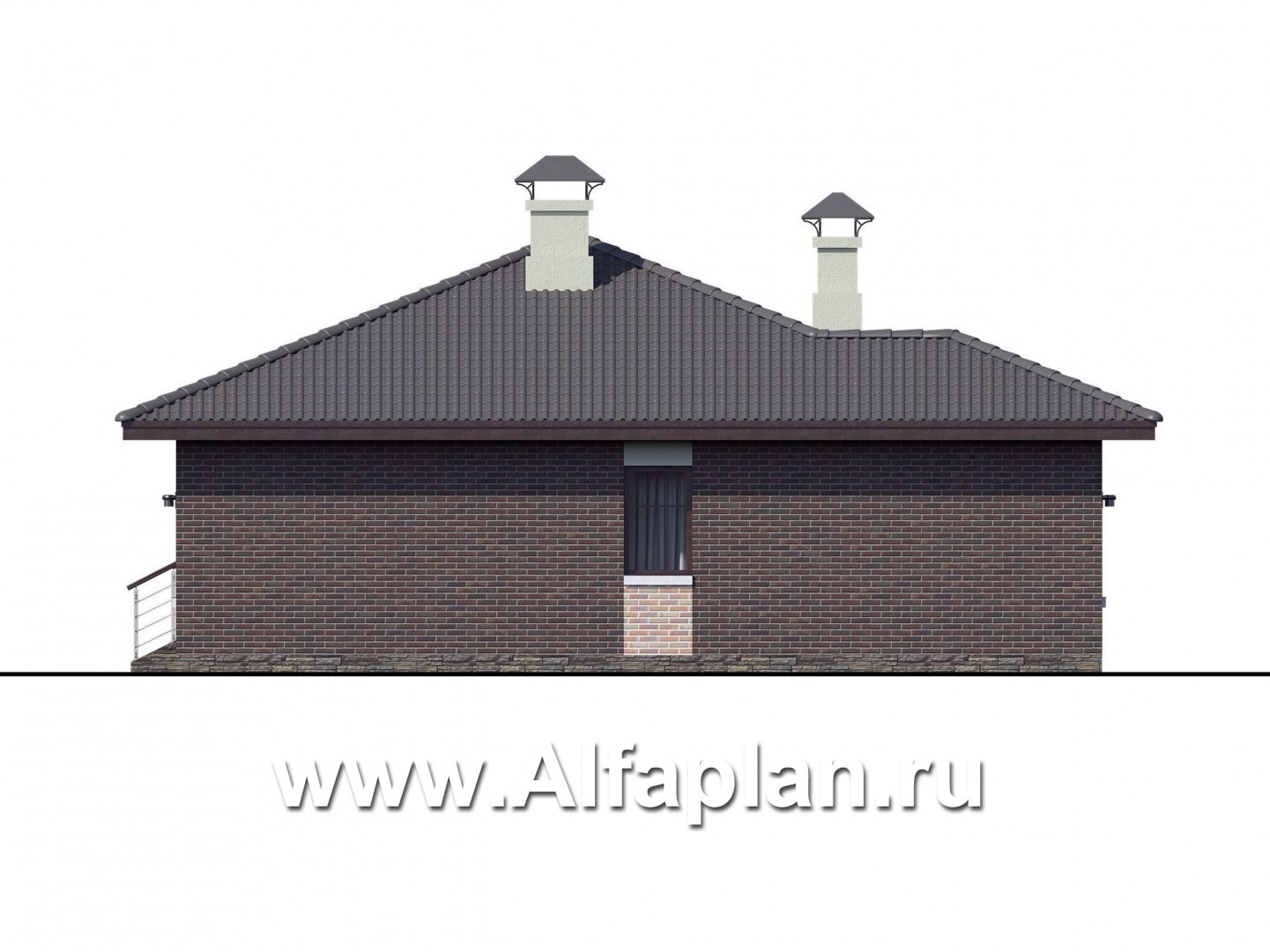 Проекты домов Альфаплан - «Онега» - компактный одноэтажный коттедж с двумя спальнями - изображение фасада №2