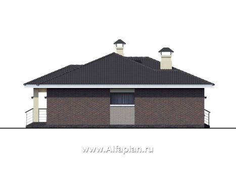 «Ангара» - проект просторного одноэтажного дома, 5 спален, планировка дома с террасой - превью фасада дома