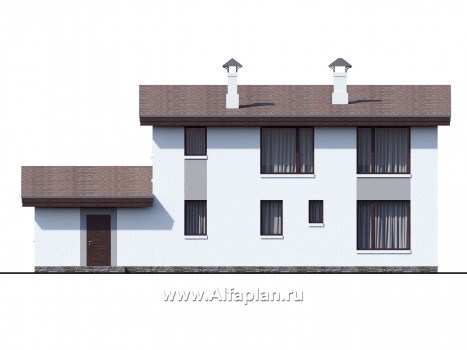Проекты домов Альфаплан - «Сезанн» - современный стильный коттедж с односкатной кровлей - превью фасада №4