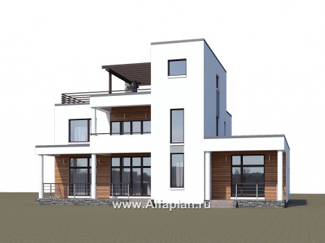 «Гоген» - проект двухэтажного дома из газобетона, с террасой, с сауной или с гостевой квартирой - превью дополнительного изображения №1