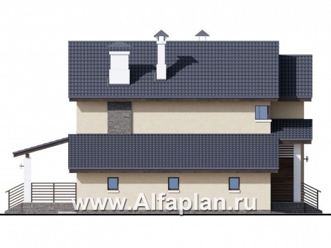 «Весна» - проект двухэтажного дома, планировка с террасой и с гаражом, в скандинавском стиле - превью фасада дома