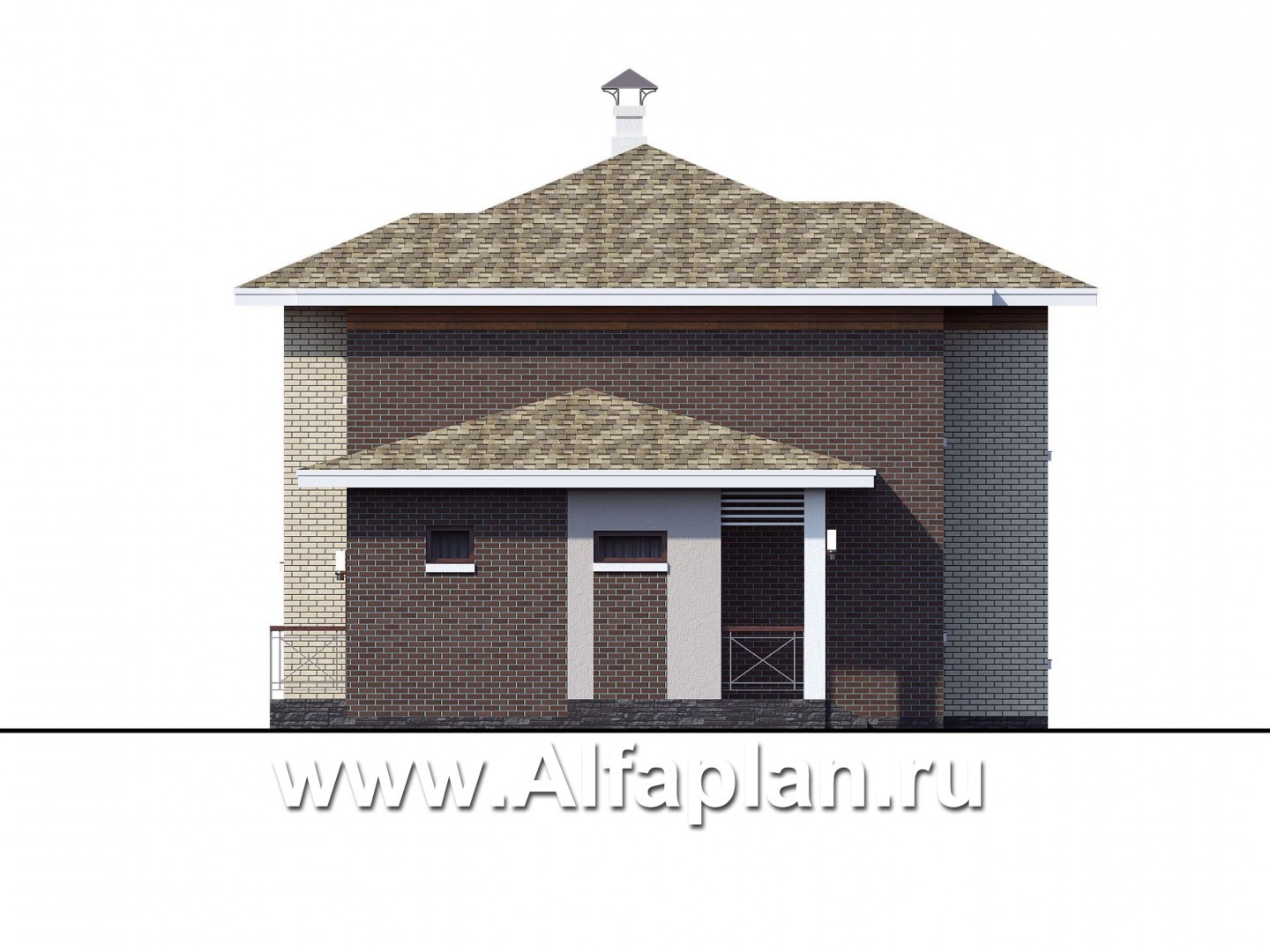 Проекты домов Альфаплан - Загородный дом с четырьмя спальными комнатами - изображение фасада №3