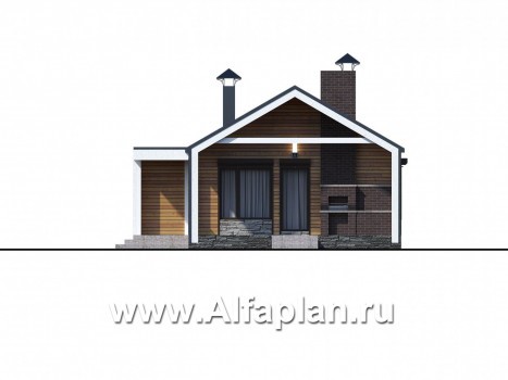 Проекты домов Альфаплан - «Тета» - одноэтажный дом с фальцевыми фасадами и кровлей - превью фасада №1