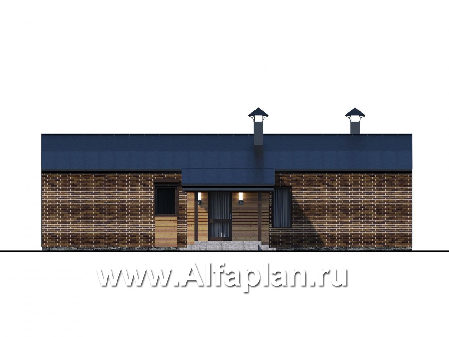 Проекты домов Альфаплан - «Йота» - каркасный дом с двускатной кровлей - изображение фасада №3