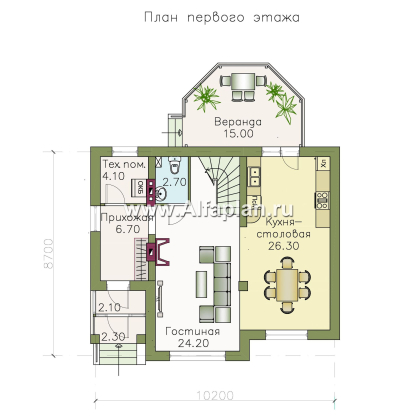 Проекты домов Альфаплан - «Летний вечер» - небольшой дом для жизни загородом - превью плана проекта №1