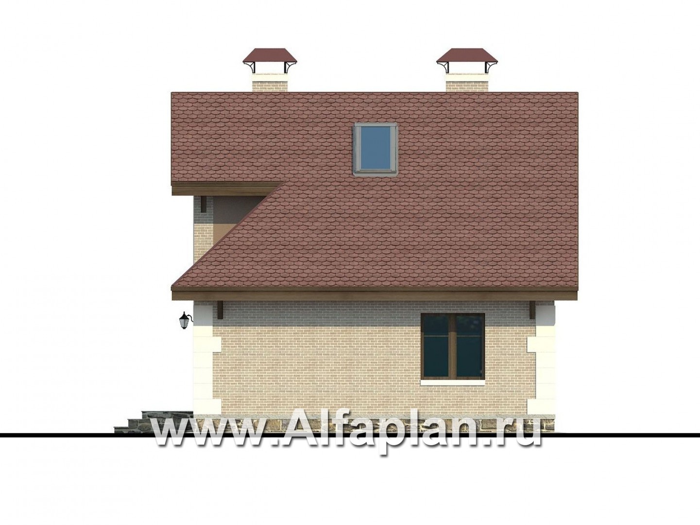 Проекты домов Альфаплан - «Замечательный сосед» - небольшой дом с верандой и студией в мансарде - изображение фасада №2