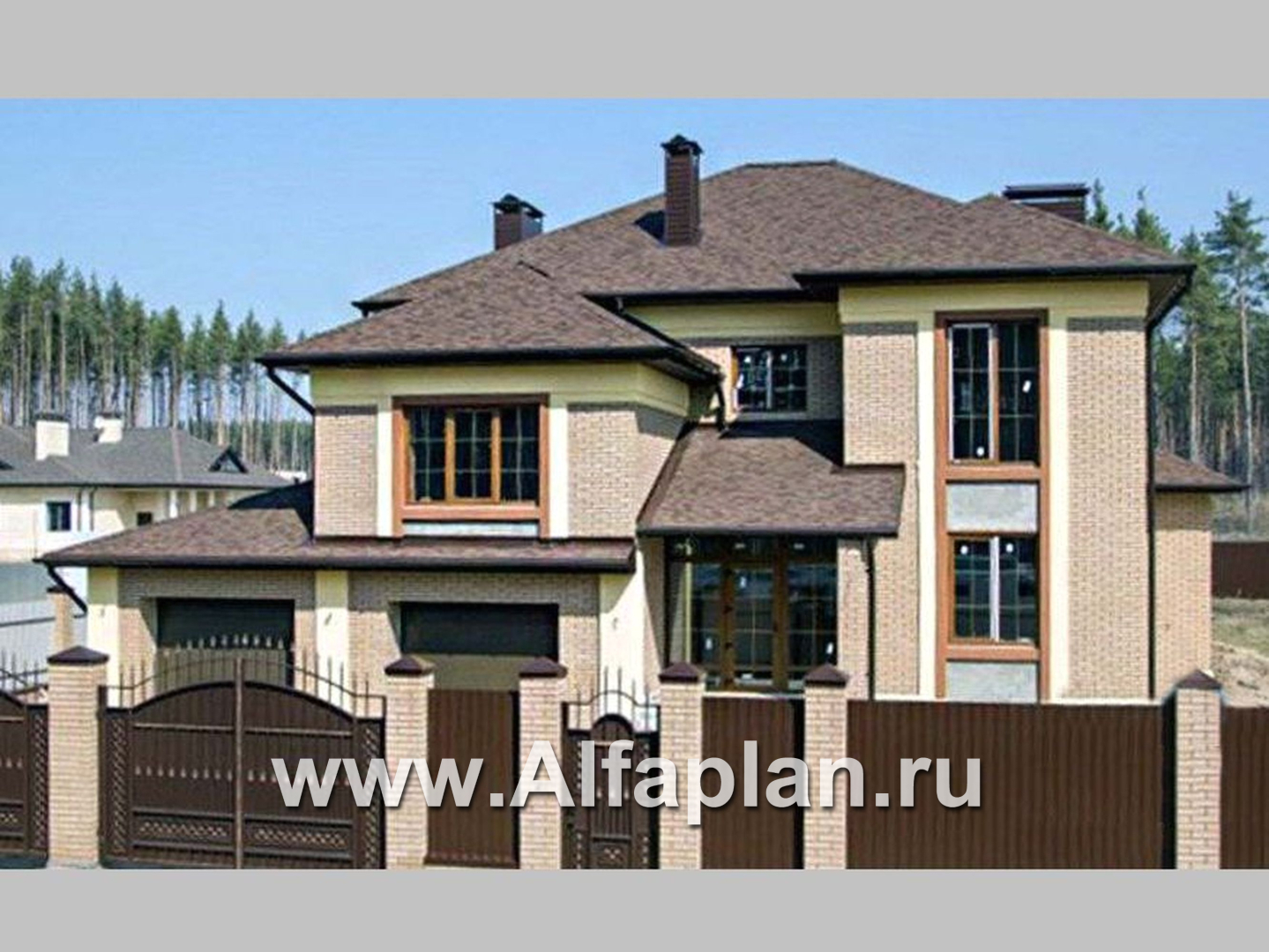 Проекты домов Альфаплан - «Привилегия» - элегантный коттедж из кирпиечй (или блоков) с большим гаражом и террасой - дополнительное изображение №2