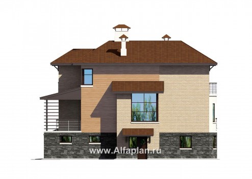 Проекты домов Альфаплан - «Светлая жизнь» - современный дом с большими окнами - превью фасада №2