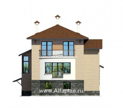 Проекты домов Альфаплан - «Светлая жизнь» - современный дом с большими окнами - превью фасада №4
