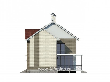 Проекты домов Альфаплан - «Дипломат Плюс» - дом с бильярдной и гаражом-навесом - превью фасада №2
