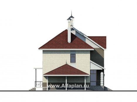 Проекты домов Альфаплан - «Дипломат Плюс» - дом с бильярдной и гаражом-навесом - превью фасада №3