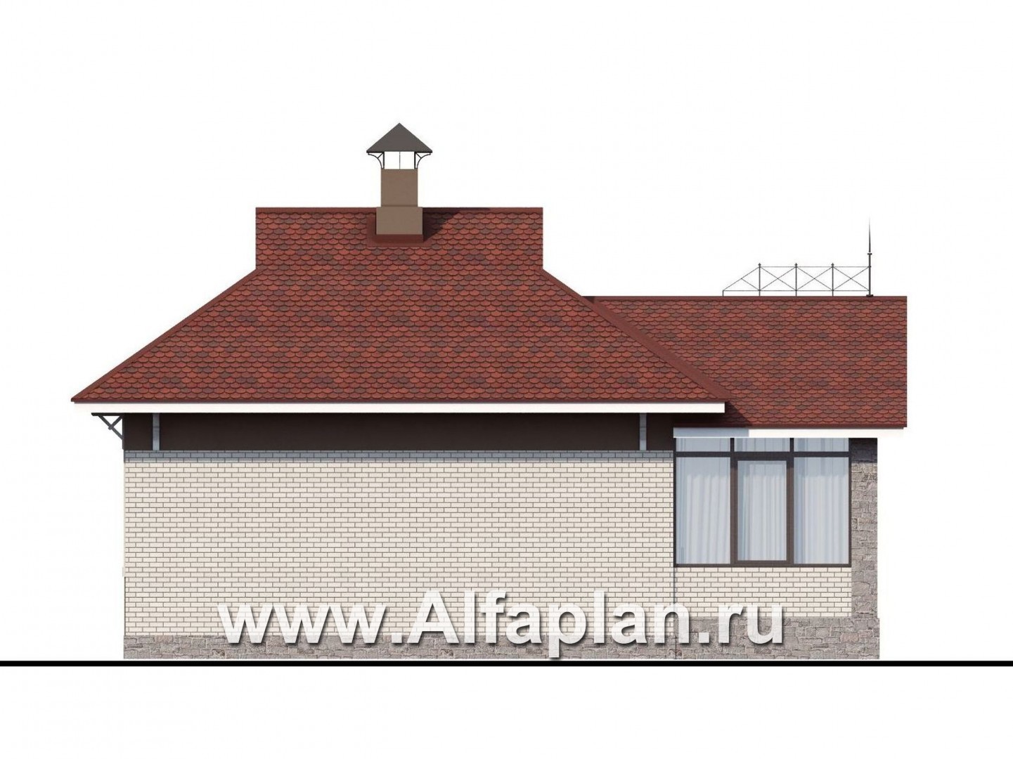 Проекты домов Альфаплан - Проект гостевого кирпичного дома - изображение фасада №4