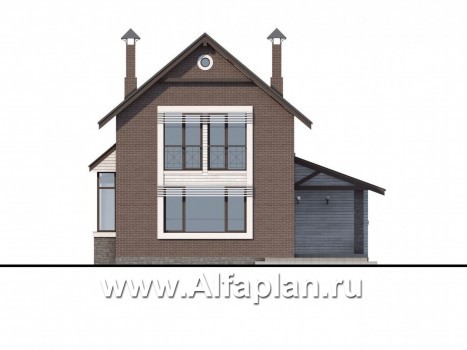 «Эль-Ниньо» - проект дома с мансардой в скандинавском стиле, с террасой, для узкого участка - превью фасада дома