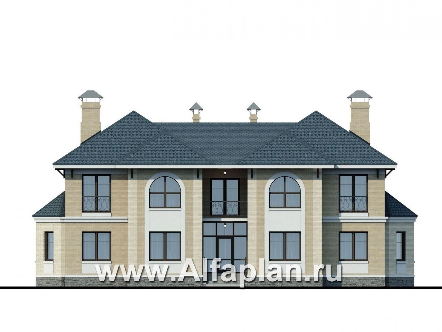 Проекты домов Альфаплан - «Эйваро плюс»- оптимальный коттедж для родственников - изображение фасада №1
