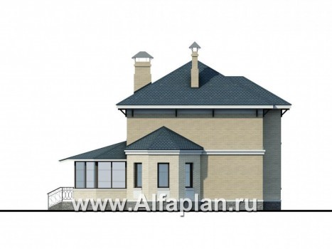 Проекты домов Альфаплан - «Эйваро плюс»- оптимальный коттедж для родственников - превью фасада №3
