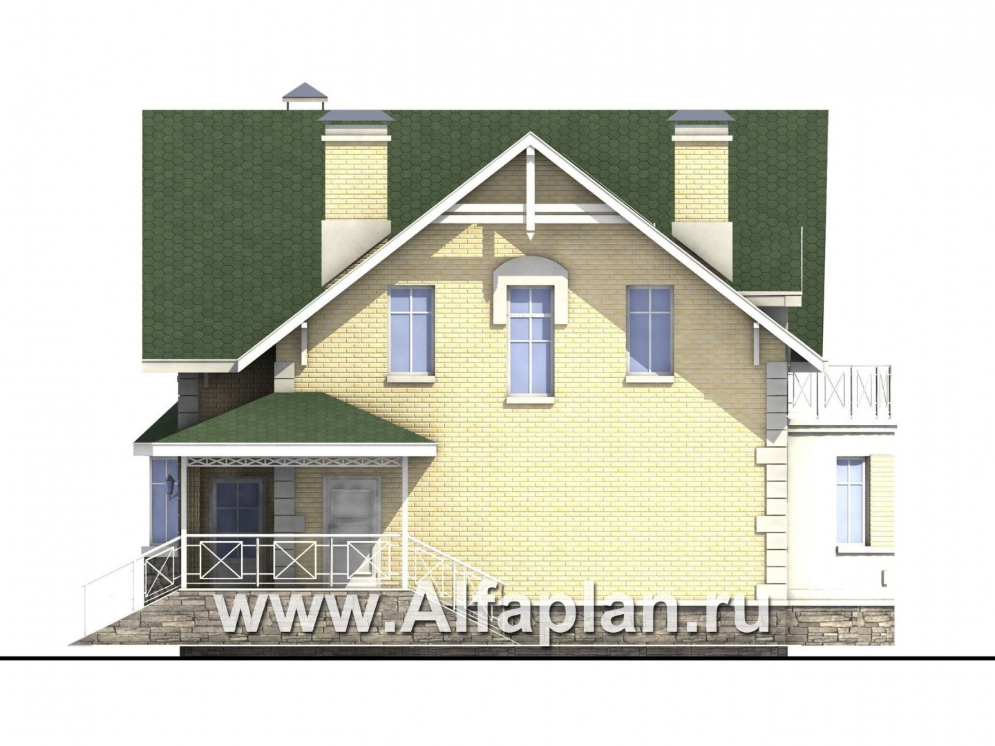 Проекты домов Альфаплан - «Ретростилиса» - проект экономичного дома для небольшого участка - изображение фасада №2