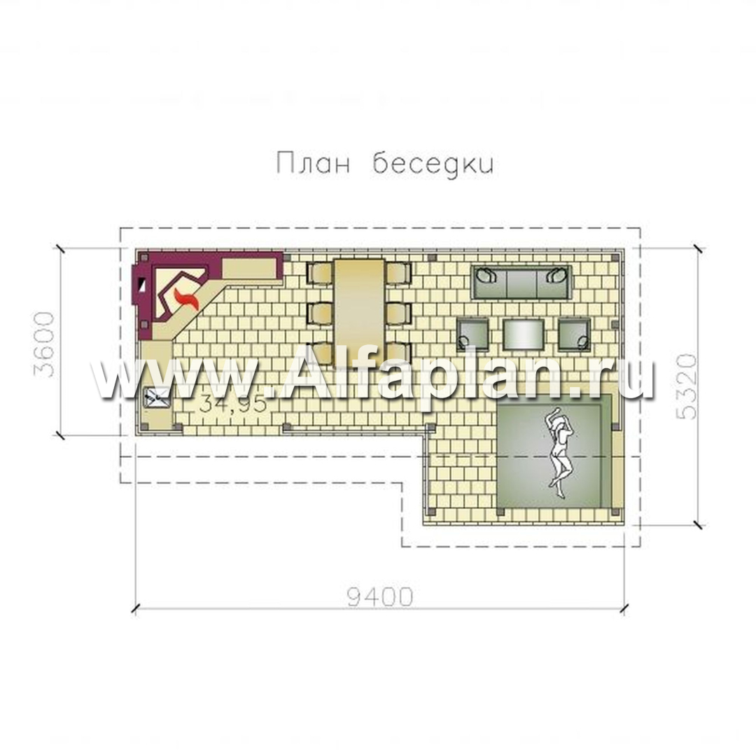Проекты домов Альфаплан - Летняя кухня, современная элегантная беседка - изображение плана проекта №1