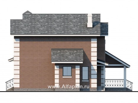 «Прагма» - проект двухэтажного дома из газобетона, с террасой, план с кабинетом на 1 эт - превью фасада дома