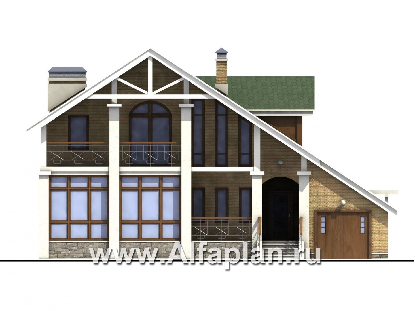 Проекты домов Альфаплан - «Мистер-Твистер» - дом с двумя жилыми комнатами на 1 эт - изображение фасада №1