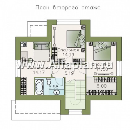 «Высокая орбита»- проект дома с мансардой, с эркером, исторический фасад и современная планировка - превью план дома
