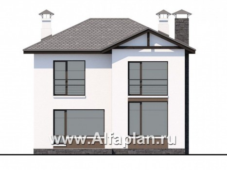 Проекты домов Альфаплан - Двухэтажный дом из кирпича «Панорама» - превью фасада №4