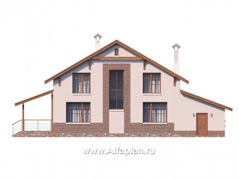 Проекты домов Альфаплан - «Регата» - комфортный дом с террасой и гаражом - превью фасада №4