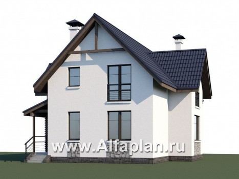 «Якорь» - проект дома с мансардой, с террасой оригинальной формы, в скандинавском стиле - превью дополнительного изображения №1