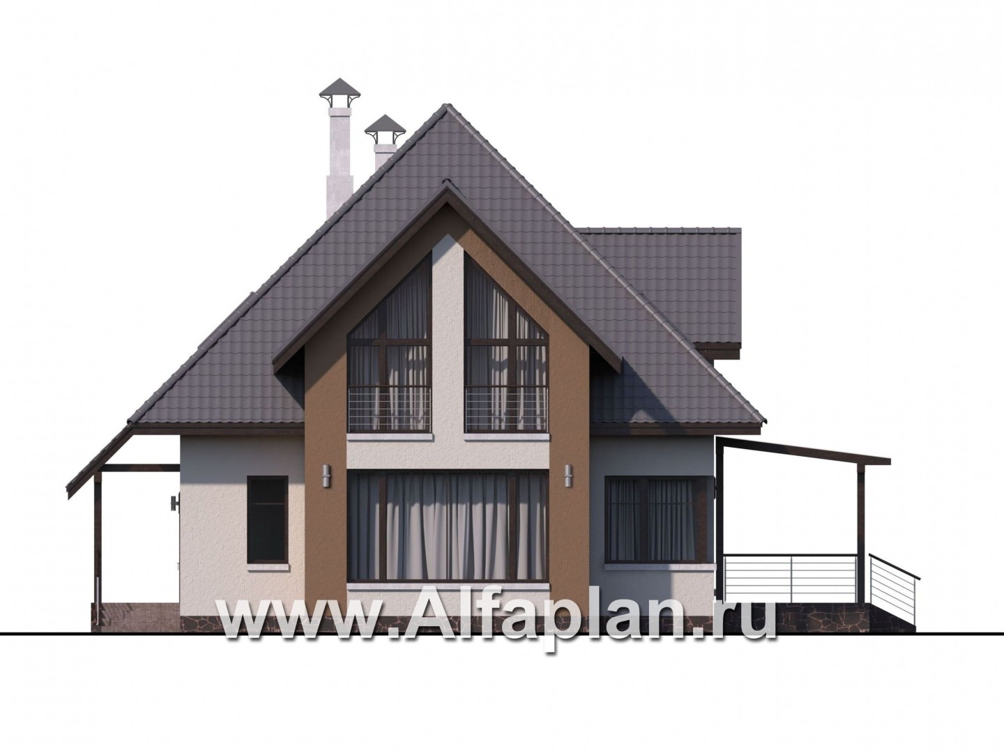 Проекты домов Альфаплан - «Гемма»  - современный мансардный дом - изображение фасада №1