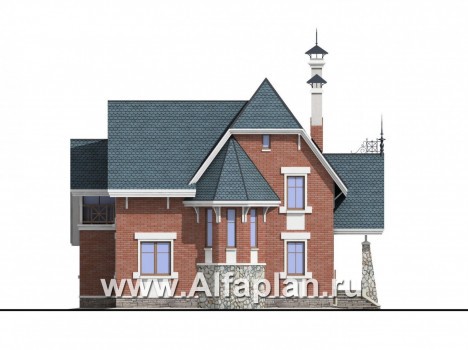 Проекты домов Альфаплан - «Лавиери»- проект дома с изящным крыльцом и эркером - превью фасада №1