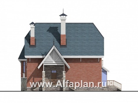 Проекты домов Альфаплан - «Лавиери»- проект дома с изящным крыльцом и эркером - превью фасада №2