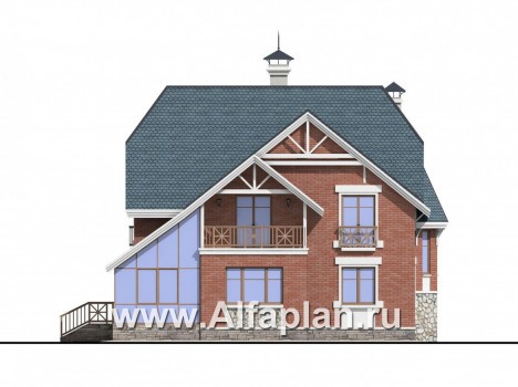 Проекты домов Альфаплан - «Лавиери»- проект дома с изящным крыльцом и эркером - превью фасада №3