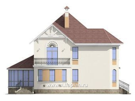 Проекты домов Альфаплан - «Амбиент»- респектабельный проект коттеджа с верандой - превью фасада №3
