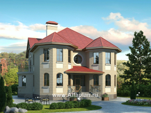 Проекты домов Альфаплан - «Амбиент»- респектабельный проект коттеджа с верандой - превью основного изображения
