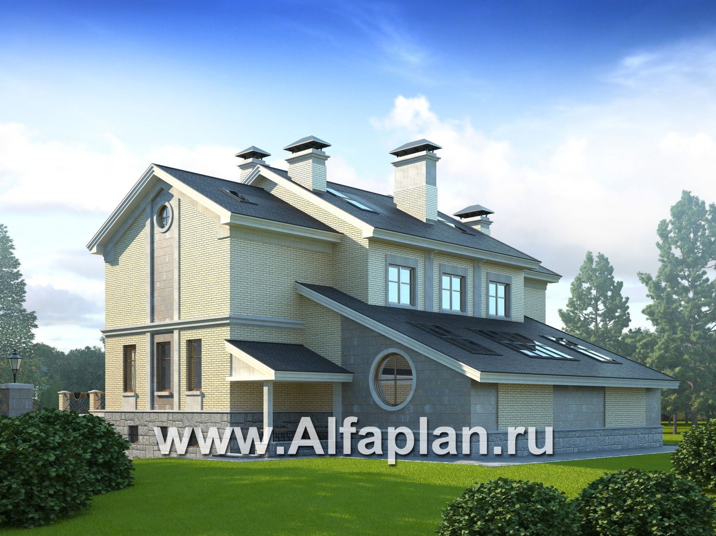 Проекты домов Альфаплан - «Поместье» - элитный коттедж в классическом стиле - дополнительное изображение №1