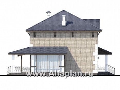 «Земляничная поляна» - проект двухэтажного дома, с большой верандой, мастер спальня - превью фасада дома