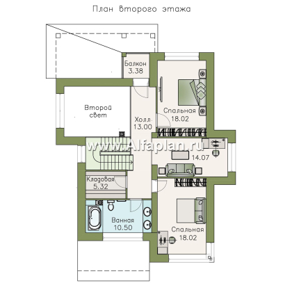 Проекты домов Альфаплан - «Эридан» - современный стильный дом с двусветной гостиной - превью плана проекта №2