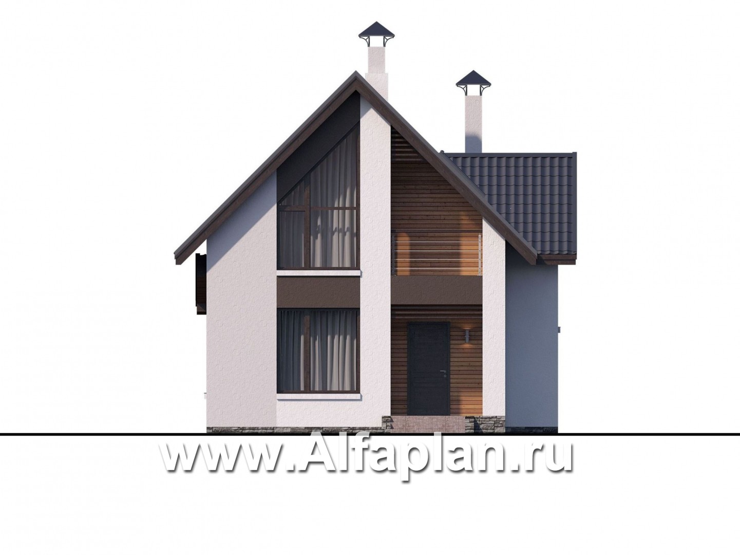 Проекты домов Альфаплан - «Арс» - небольшой мансардный дом для узкого участка - изображение фасада №1