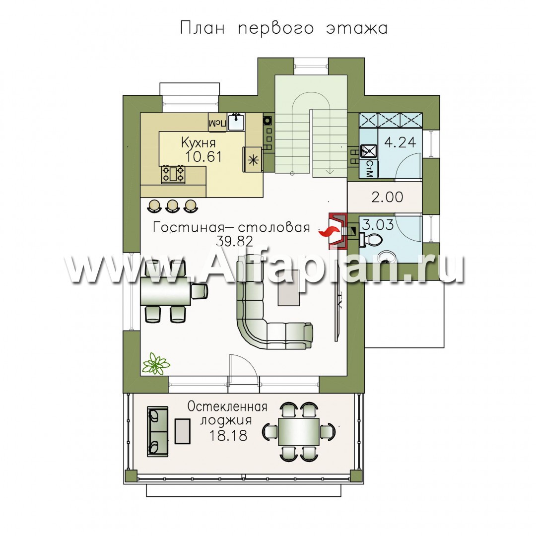 Проекты домов Альфаплан - «Фея снов» - трехэтажный дом с гаражом, террасой и лоджией - план проекта №2