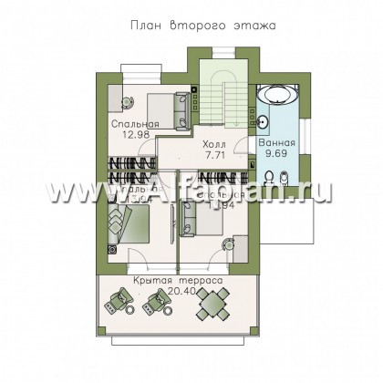 Проекты домов Альфаплан - «Фея снов» - трехэтажный дом с гаражом, террасой и лоджией - превью плана проекта №3