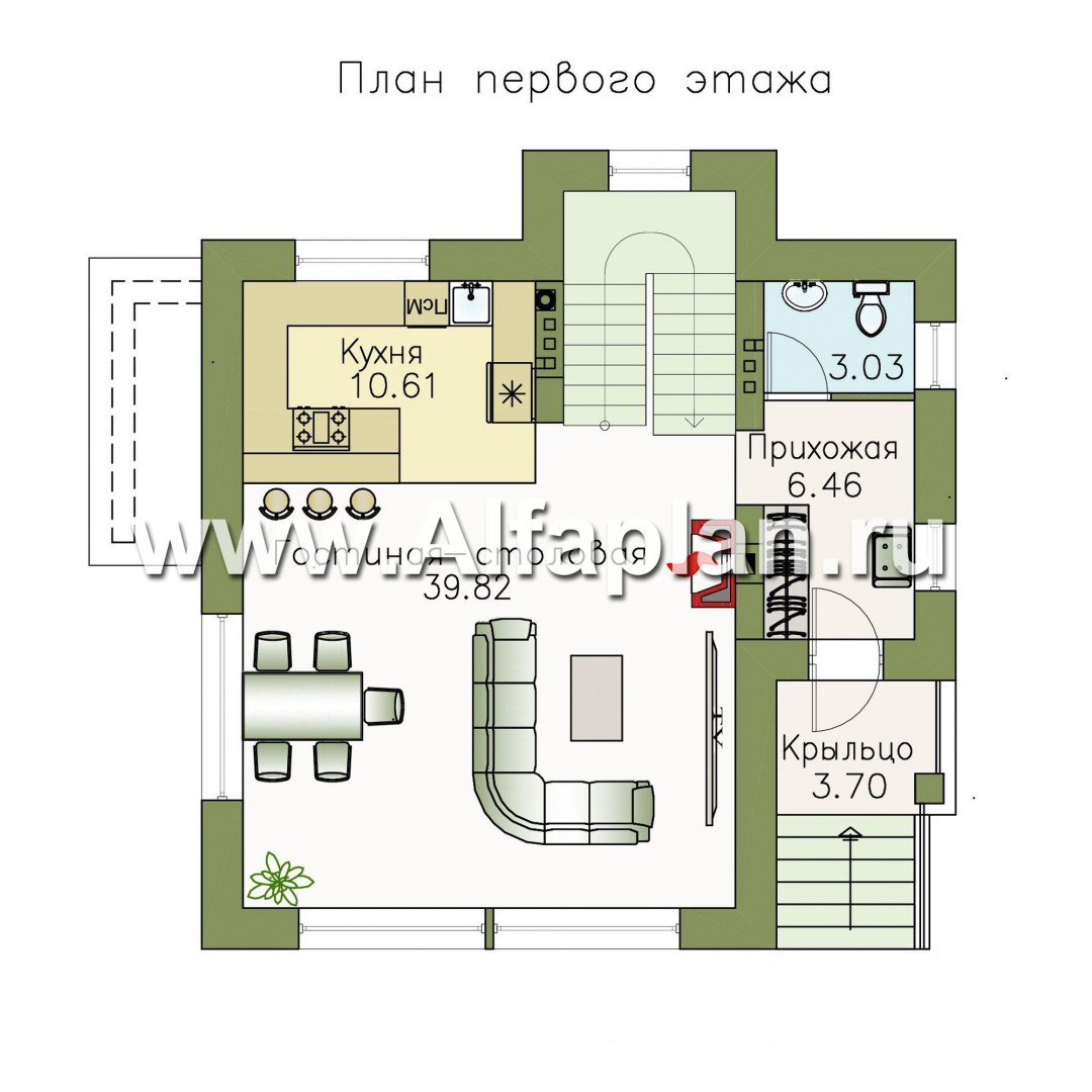 Проекты домов Альфаплан - «Сапфир» - недорогой компактный дом для маленького участка - план проекта №2