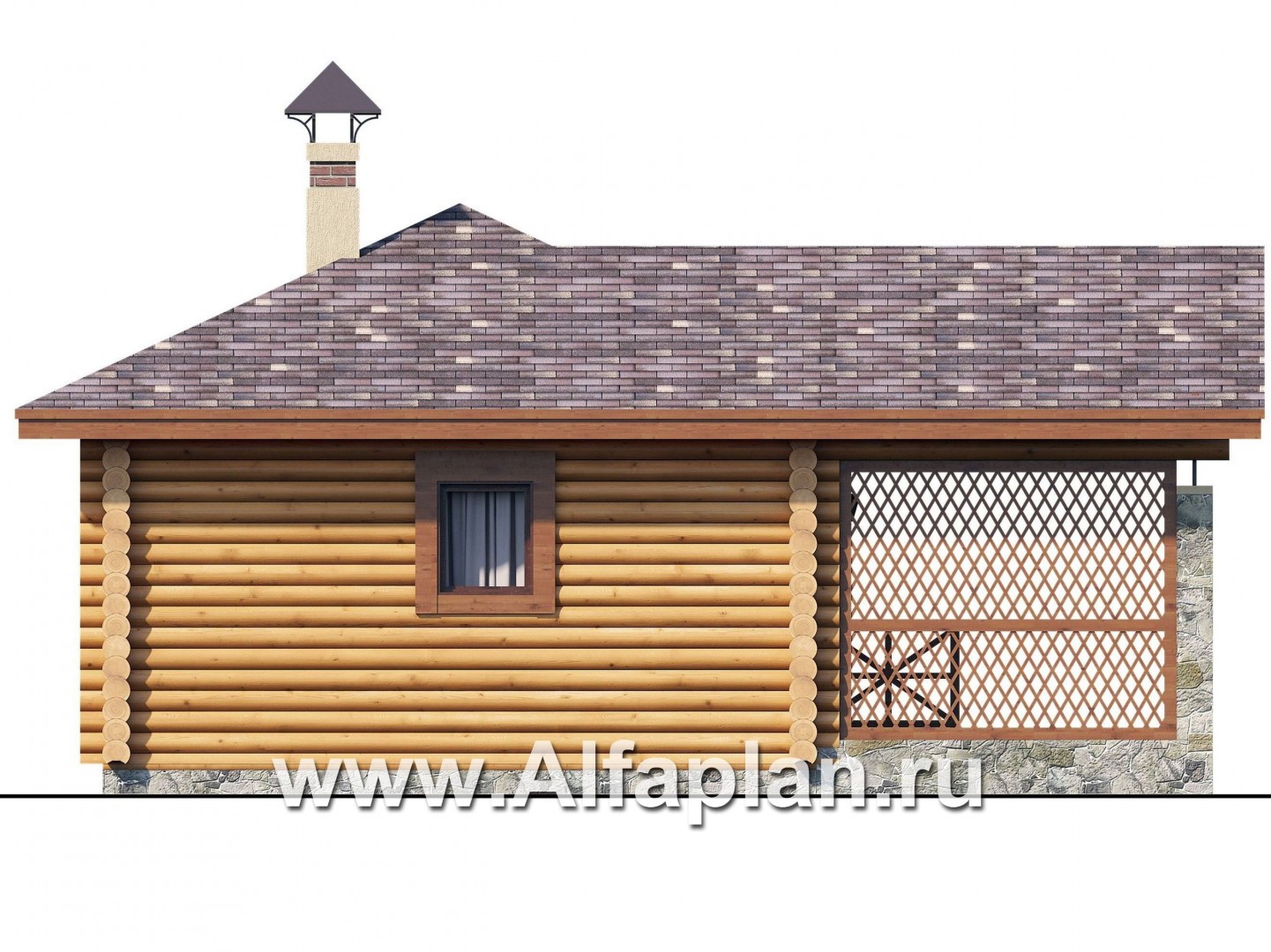 Проекты домов Альфаплан - Баня из бревен с террасой для небольшого участка - изображение фасада №4