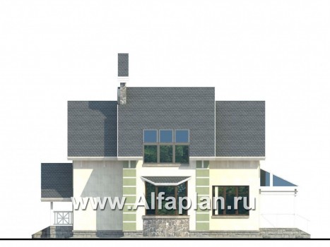 Проекты домов Альфаплан - «Компакт» - проект мансардного дома с двускатной кровлей - превью фасада №2
