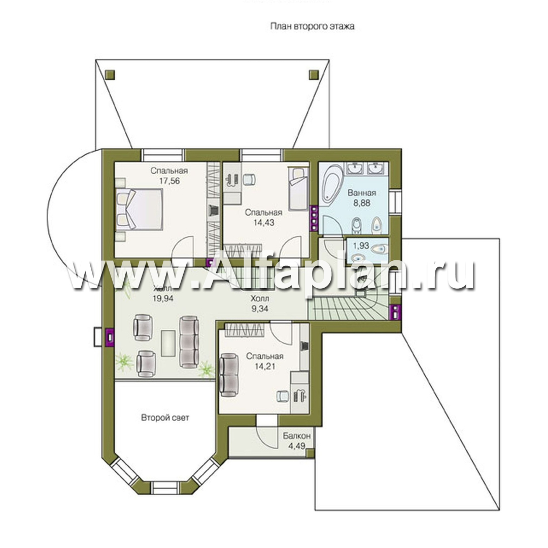 Проекты домов Альфаплан - «Ленский» - романтический дом  для большой семьи - план проекта №2