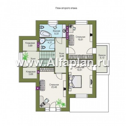 Проекты домов Альфаплан - «Юсупов» - особняк с просторной гостиной - превью плана проекта №3