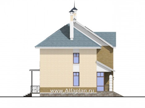 «Дипломат» - проект двухэтажного дома из газобетона, с бильярдной в мансарде - превью фасада дома