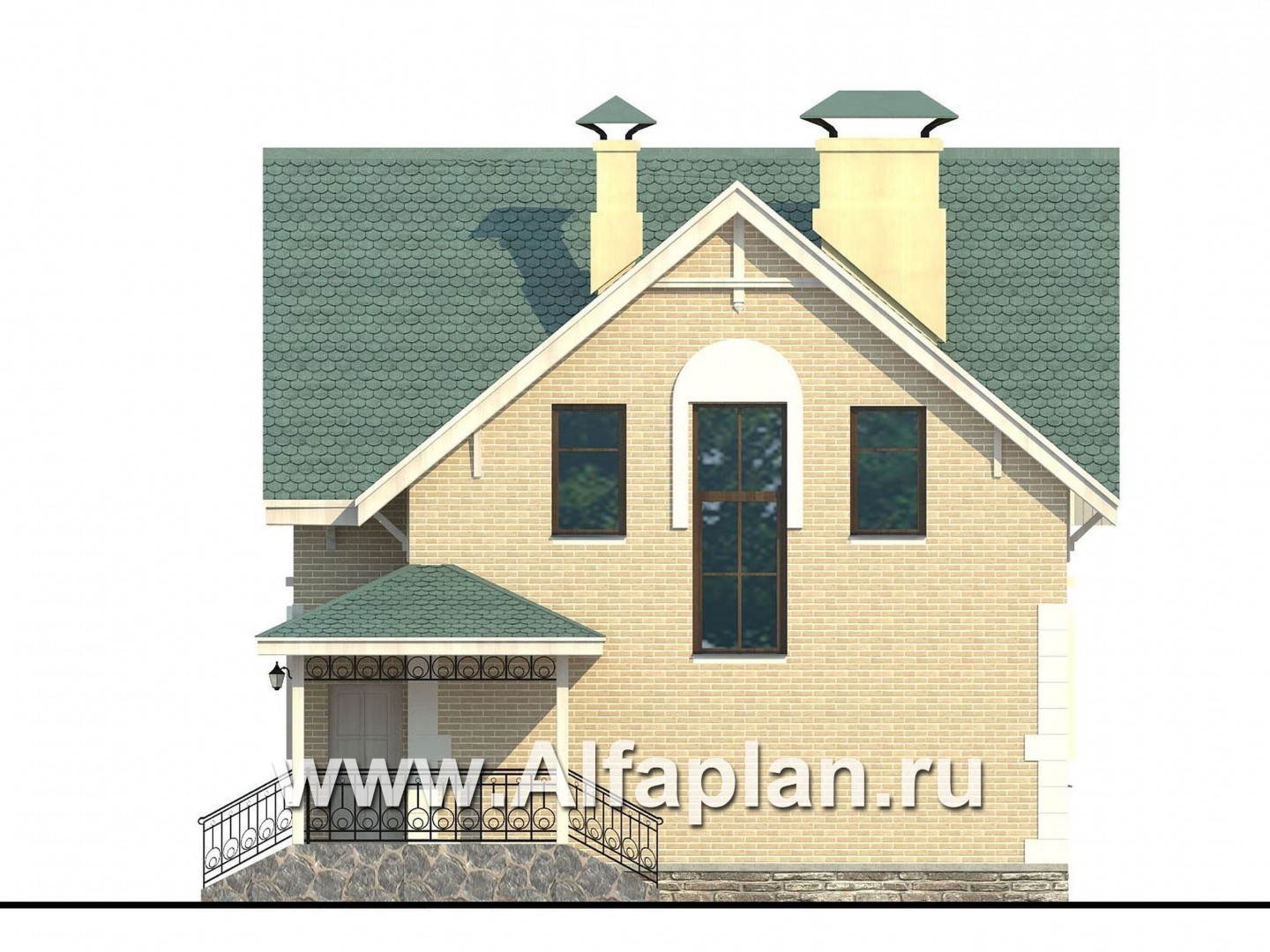 Проекты домов Альфаплан - Дом из газобетона «Оптима» для загородного отдыха - изображение фасада №2