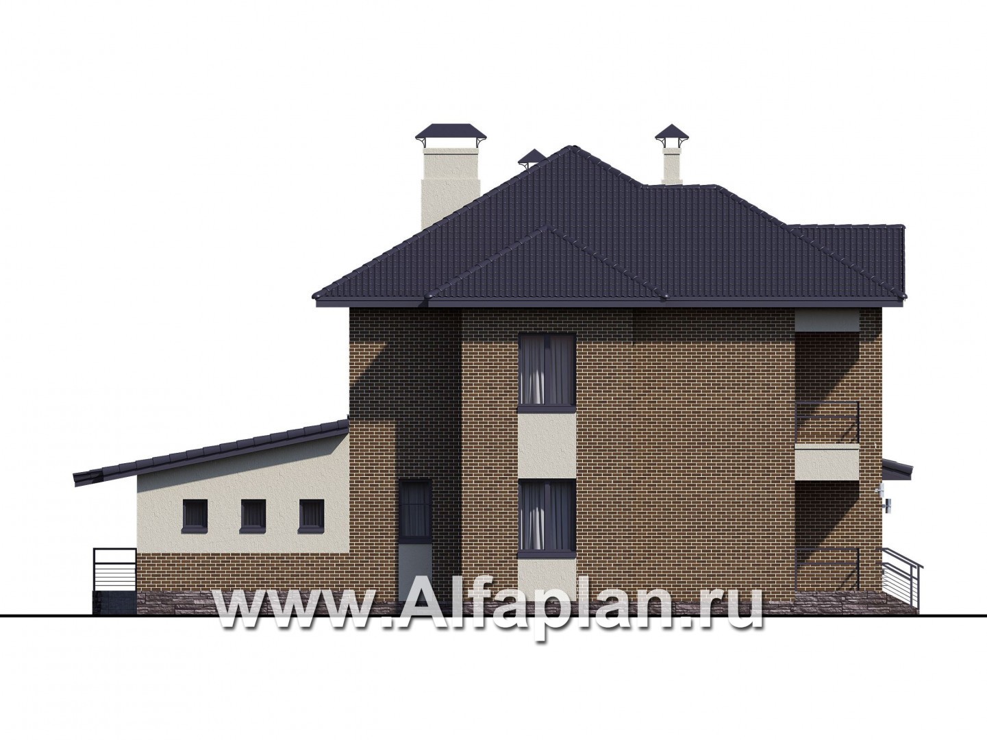 Проекты домов Альфаплан - «Арно» - классический особняк с двусветной столовой и бассейном - изображение фасада №2
