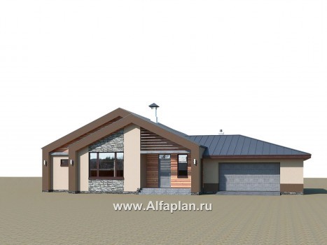 Проекты домов Альфаплан - «Аркада» - современный одноэтажный дом с сауной и большим гаражом - превью дополнительного изображения №1