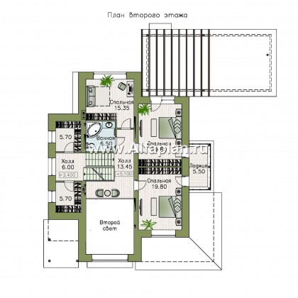 «Амур» - проект трехэтажного дома, с  гаражом в цоколе и с сауной, с двусветной гостиной, с бассейном - превью план дома