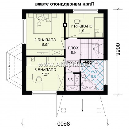 Проекты домов Альфаплан - Проект экономичного дома для маленького участка - превью плана проекта №2